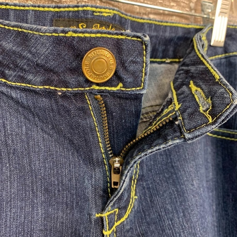 Vintage Y2K Southpole Denim Jeans‎ Green Embroidered Pocket Women's 9 - Picture 7 of 11